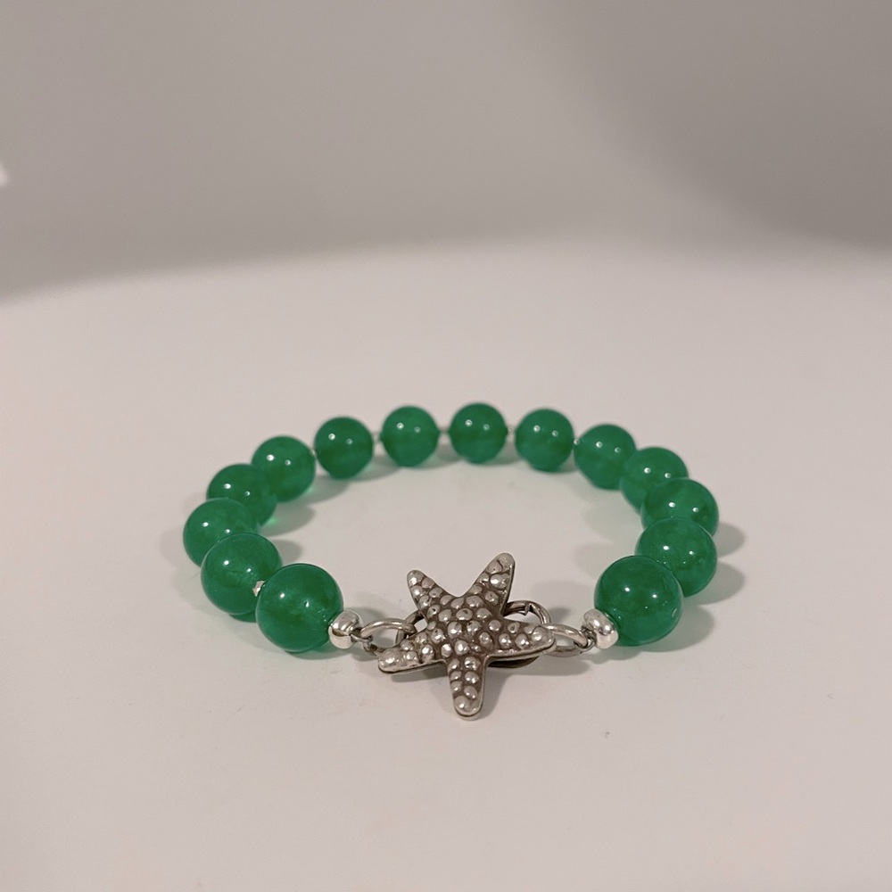 Green Jade and Karen Hill Tribe Starfish Bracelet